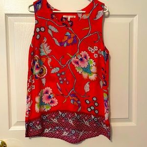 Floral Red Sleeveless Top